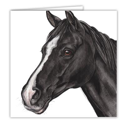 Black and White Horse Greetings Card by WaggyDogz